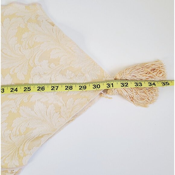 Table Runner Tassels Elegant Beige Leaf Laurel Pattern Table Scape 70"x12.5" - Picture 4 of 6